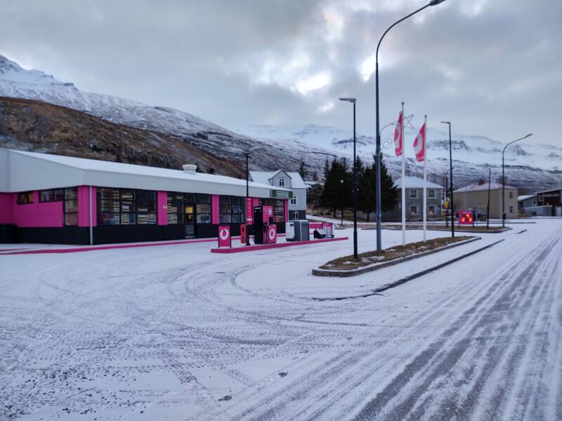 Gas station in Seyðisfjörður.