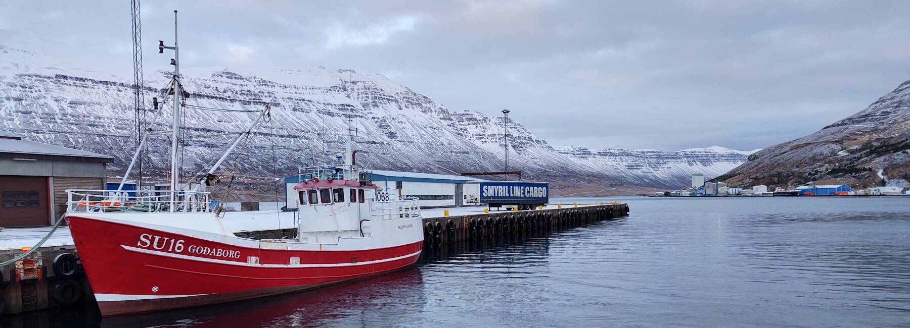 Fishing boat in Seyðisfjörður harbor.