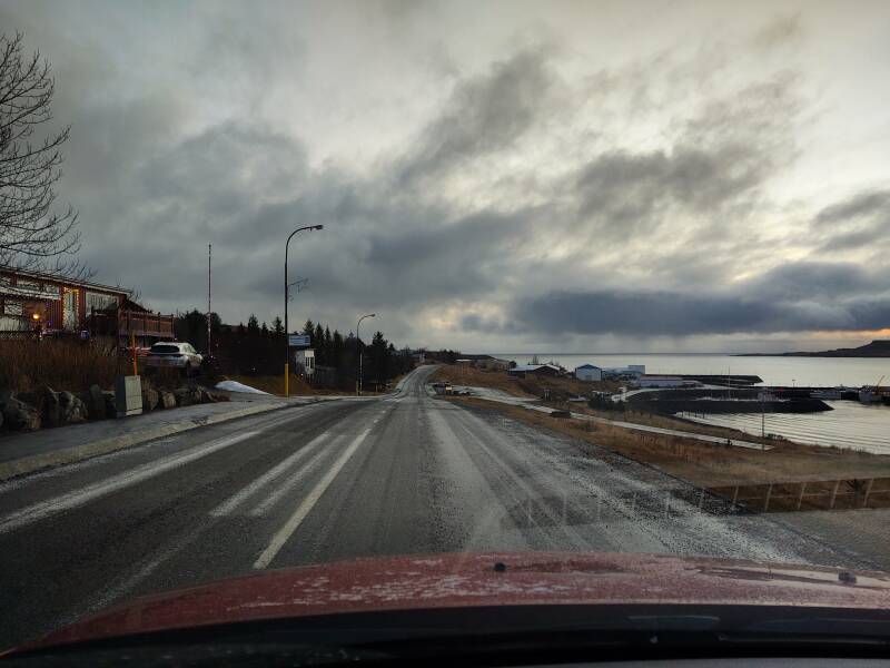 Driving through the town of Stöðvarfjörður.