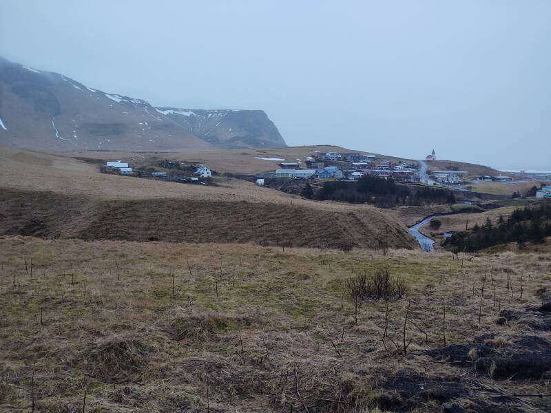 Entering Vík on Highway #1, the Ring Road, in southern Iceland.