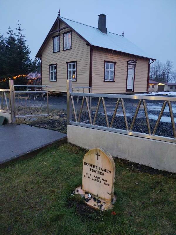 Grave of the notorious anti-Semite Bobby Fischer at Laugardælir Lutheran church outside Selfoss, Iceland.