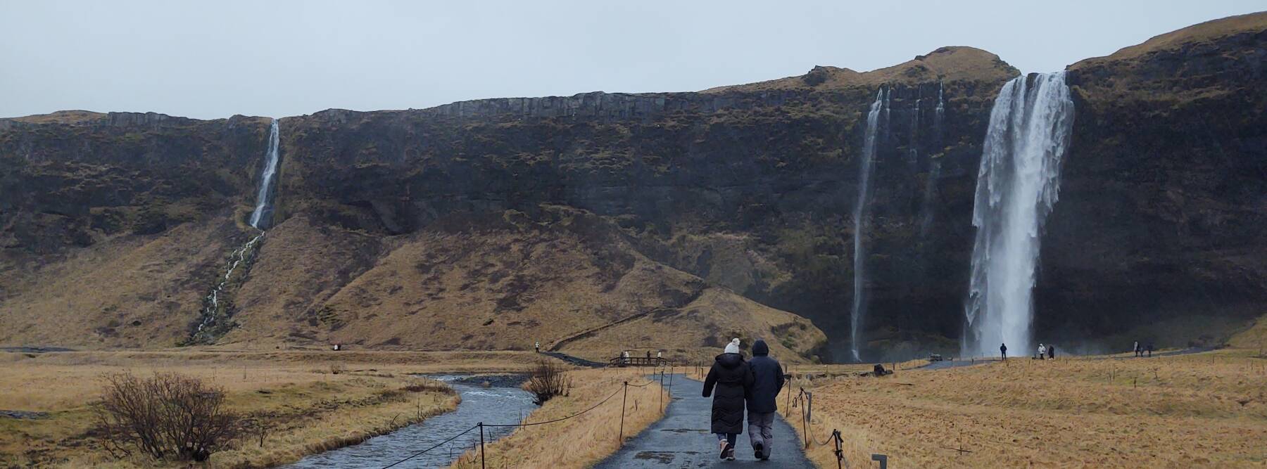 Waterfalls at Seljalandsfoss in southern Iceland.