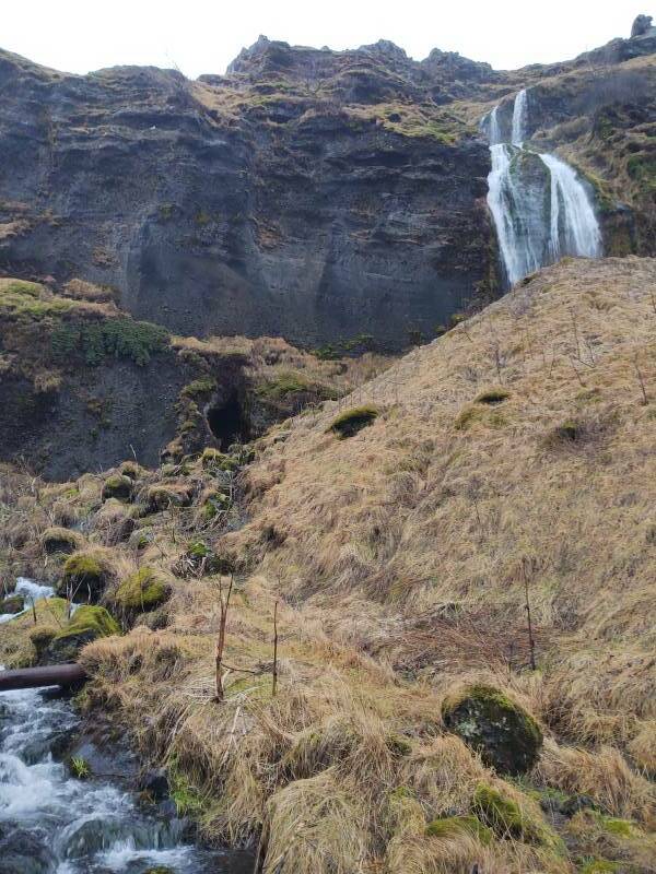 Smaller waterfalls to the north of the main Seljalandsfoss waterfall in southern Iceland.
