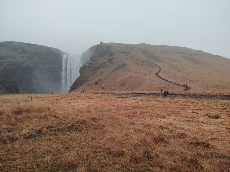 Skogafoss waterfall along Highway #1, the Ring Road, in southern Iceland.