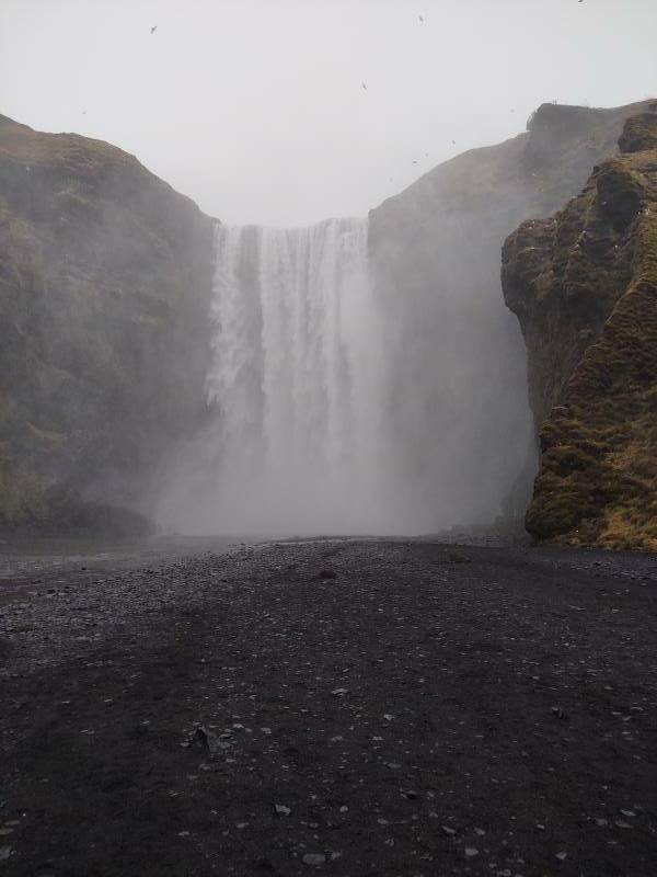 Skogafoss waterfall along Highway #1, the Ring Road, in southern Iceland.