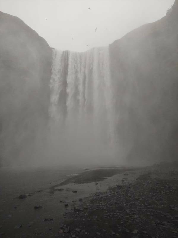 Skogafoss waterfall along Highway #1, the Ring Road, in southern Iceland.