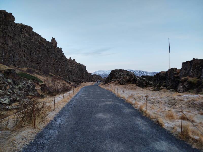 Rock of the Law and rift formation at Þingvellir.