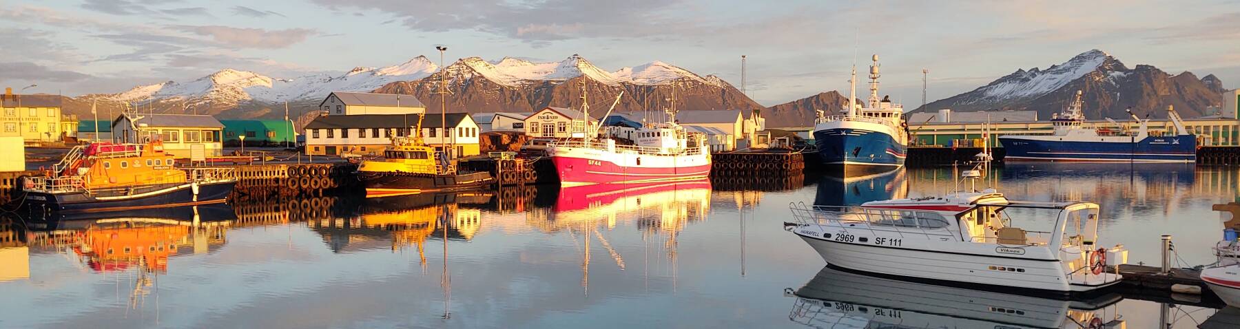 Fishing ships in the port of Höfn in Iceland.