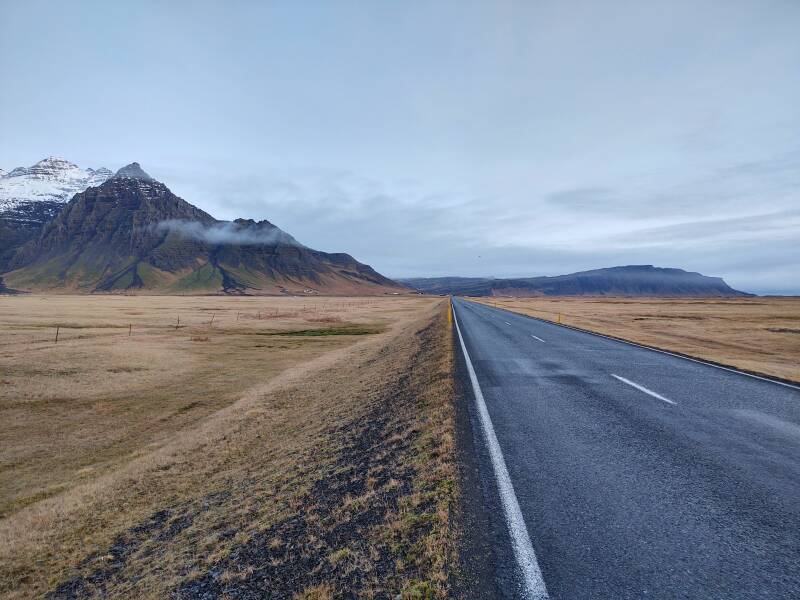Mountains along the Ring Road north of Hali in Iceland.