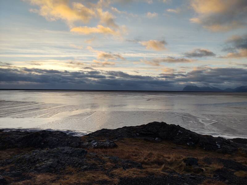 Looking back to the south across the Papafjörður and Lónsfjörður fjords.