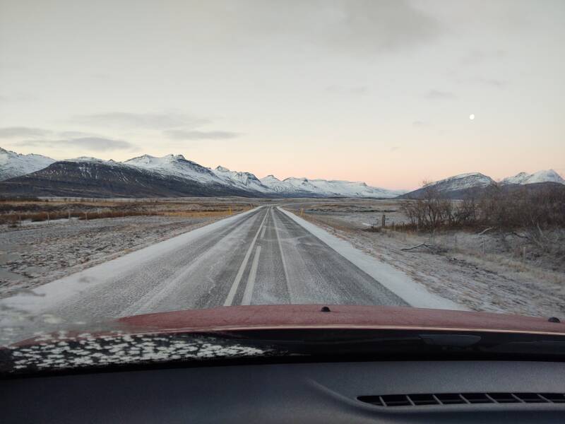 Slippery road near Breiðdalsvík.