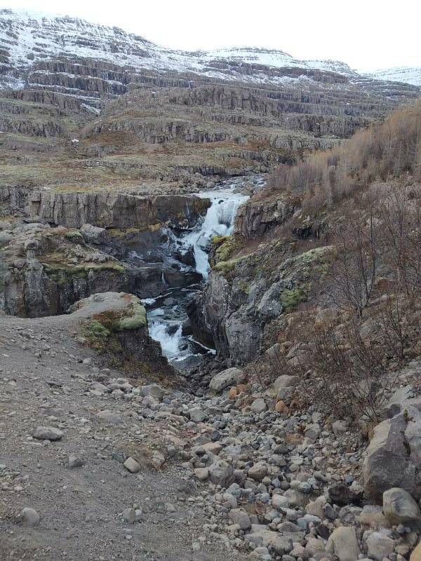 Fossá waterfalls near the west end of Brufjörður.