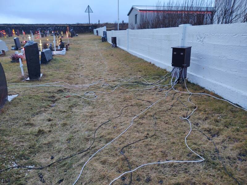 Electrical power distribution for the Christmas decorations in the Eyrarbakki.