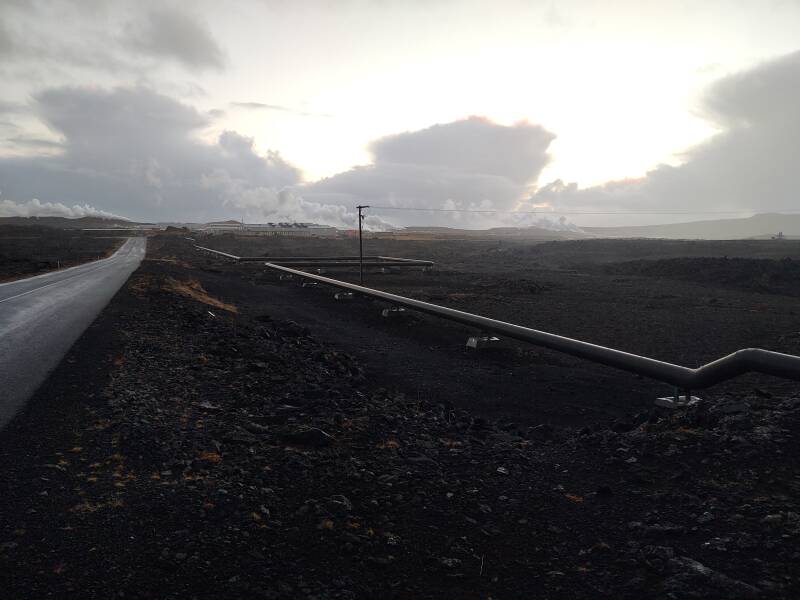 Reykjanesvirkjun thermal and electrical power plant near the Gunnuhver hot springs.