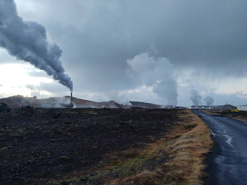 Reykjanesvirkjun thermal and electrical power plant near the Gunnuhver hot springs.