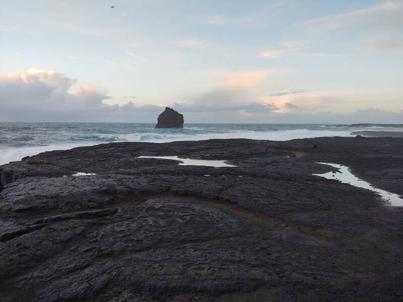 Looking out to sea from the Reykjanestá point beyond Reykjanes Lighthouse.