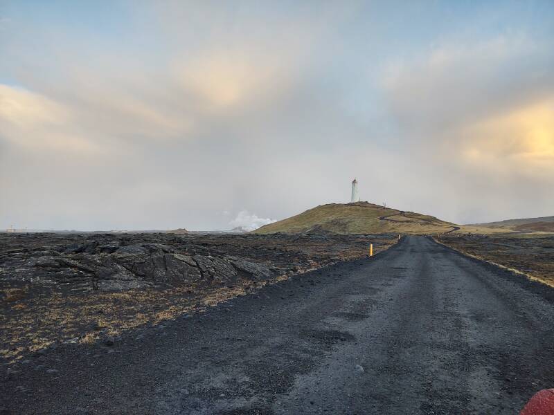 Reykjanes Lighthouse near the Gunnuhver hot springs.