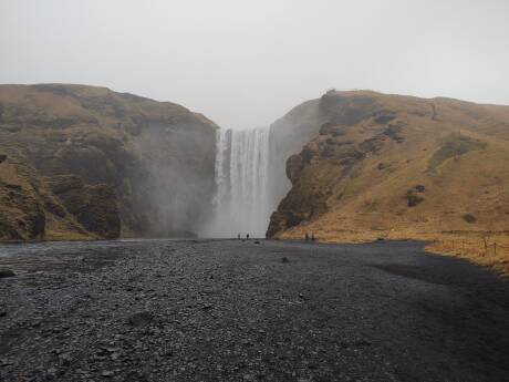 Skogafoss waterfall between Eyrarbakki and Vík in southern Iceland.