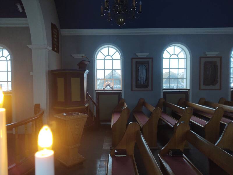 Interior of church at Glaumbær along Highway 75 south of Sauðárkrókur.