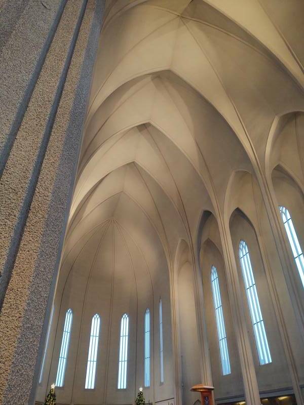 Interior of Hallgrimskirkja in Reykjavík.