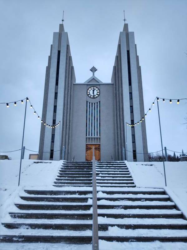 Akureyrarkirkja in Akureyri.
