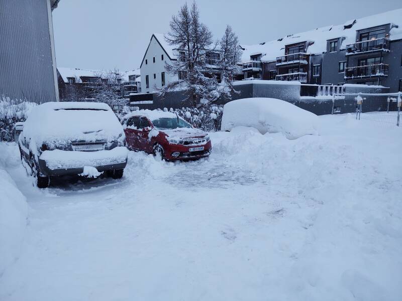 My car excavated from the snow in Akureyri.