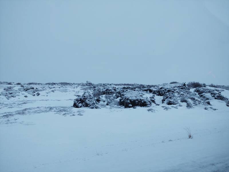 Volcanic formations along Highway 1 between Egilsstaðir and Akureyri.