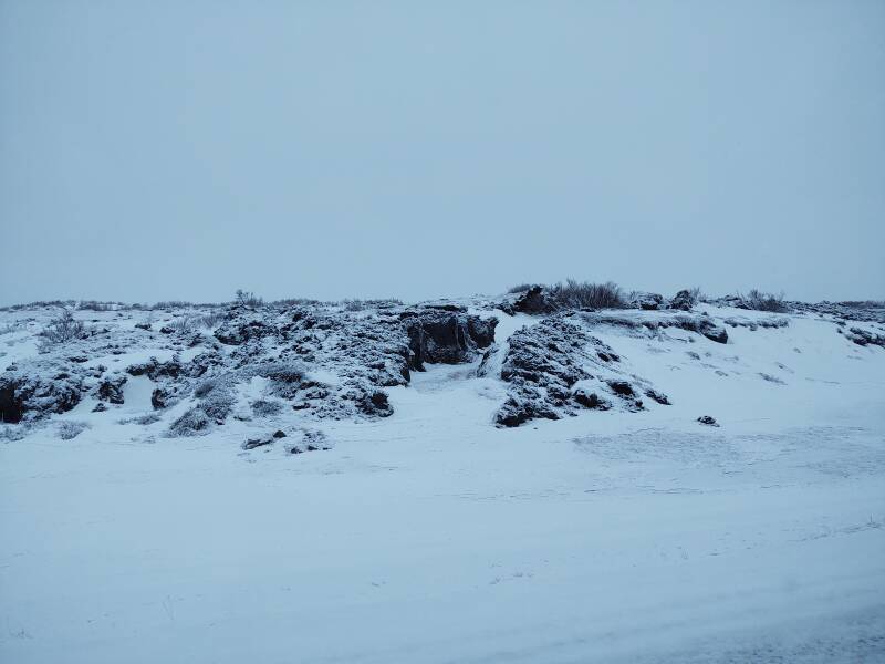 Volcanic formations along Highway 1 between Egilsstaðir and Akureyri.