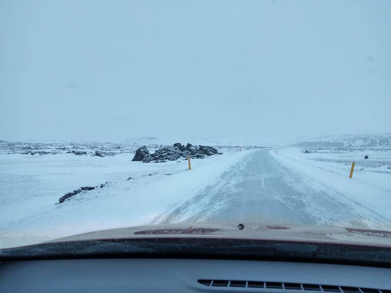 Volcanic formations along Highway 1 between Egilsstaðir and Akureyri.