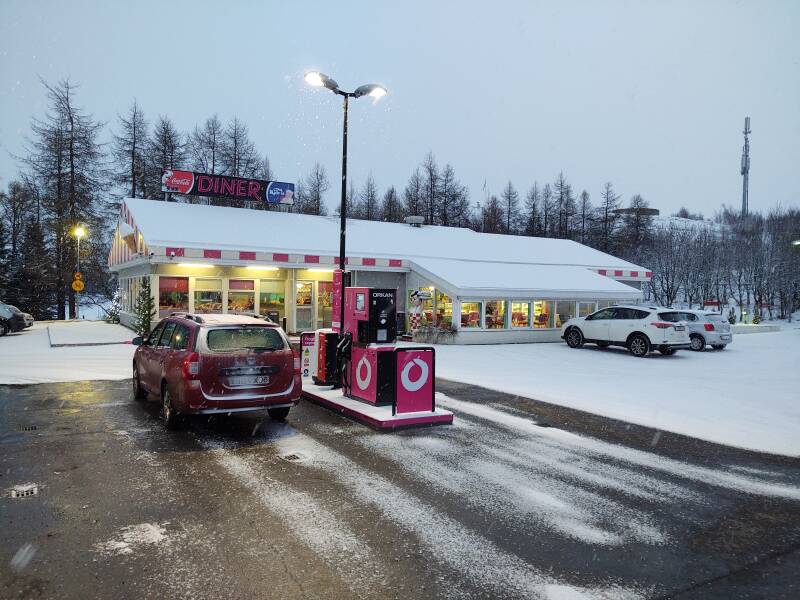 Fueling up entering Egilsstaðir.