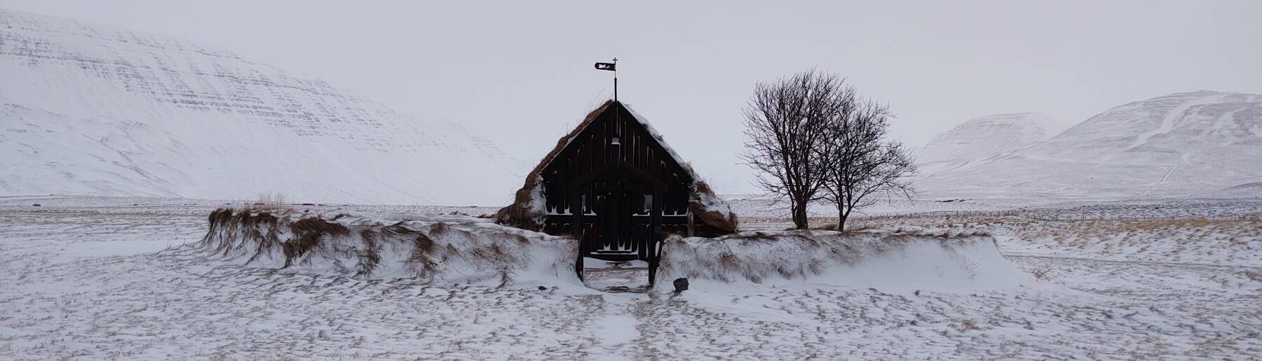 Grafarkirkja, a turf church near Hofsós on the Tröllaskagi peninsula.