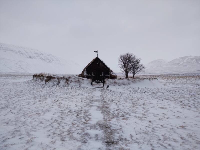 Grafarkirkja, purportedly the oldest turf church in Iceland.