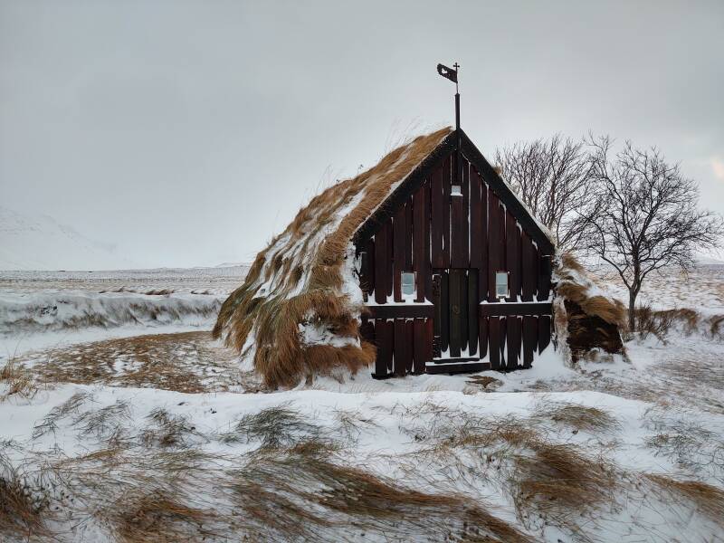 Grafarkirkja, purportedly the oldest turf church in Iceland.