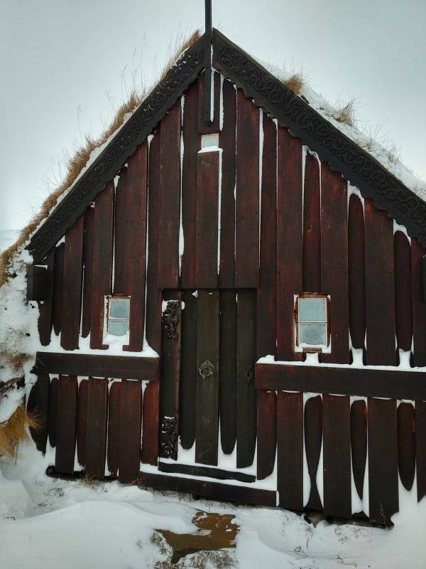 Grafarkirkja, purportedly the oldest turf church in Iceland.