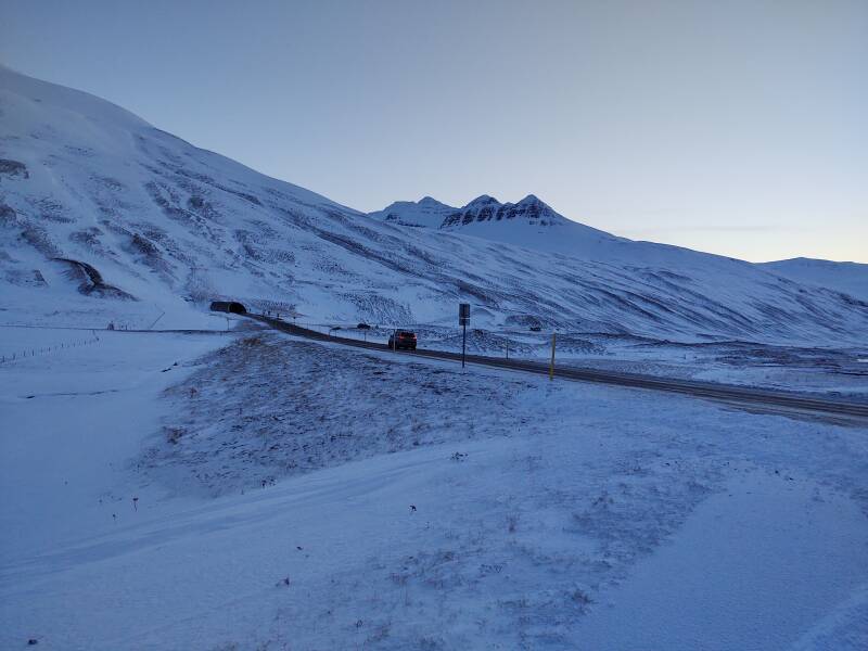 View east to the southern Héðinsfjarðargöng tunnel.