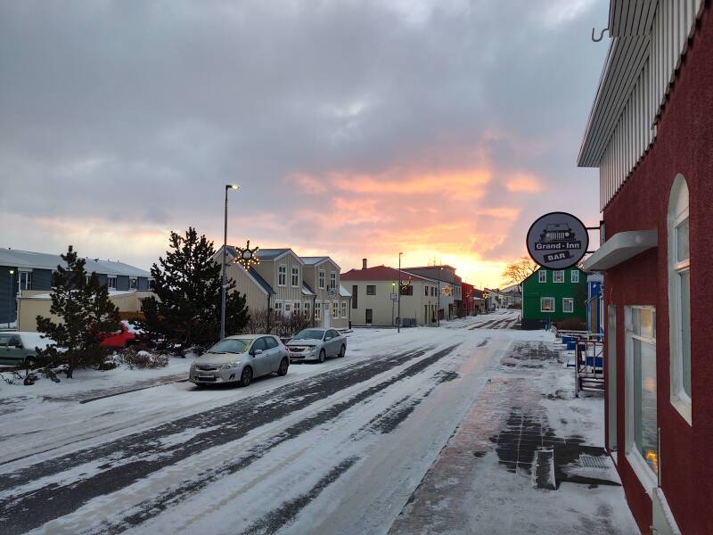 Sun rising in Sauðárkrókur.