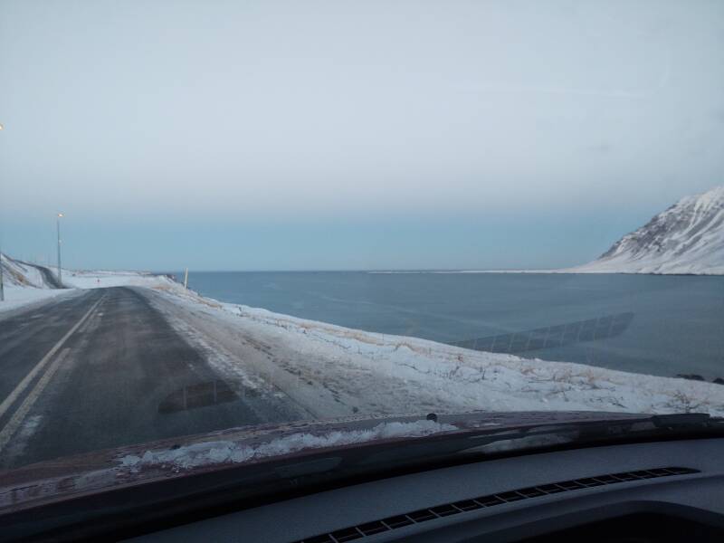 Driving north on Road 76 to round the northern point of the Tröllaskagi peninsula.