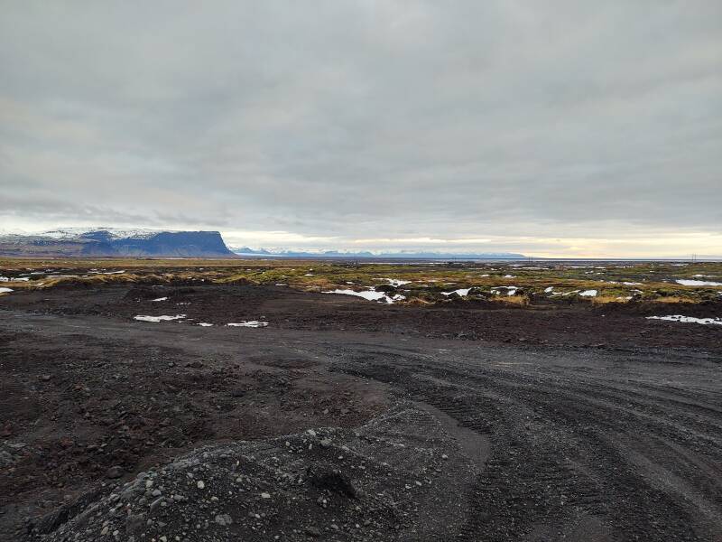 View 50 kilometers across the Skeiðarársandur glacial outflow on the Ring Road in Iceland.