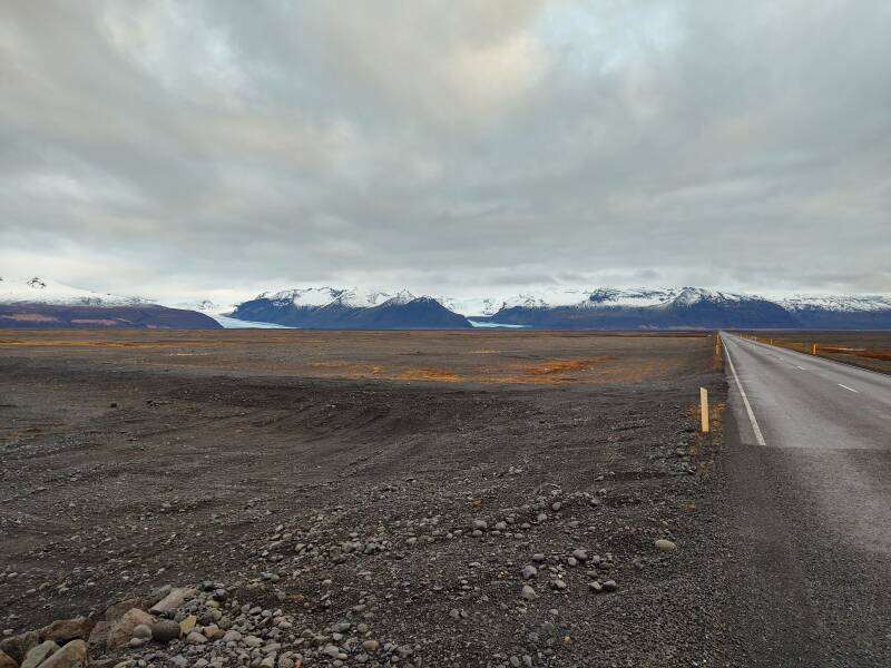 Morsanjökull and Skaftafellsjökull along the Skeiðarársandur glacial outflow on the Ring Road in Iceland.