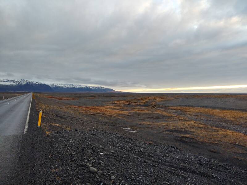 Vast areas of sand along the Skeiðarársandur glacial outflow on the Ring Road in Iceland.