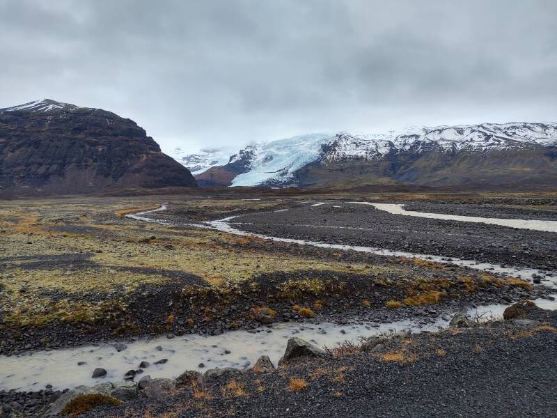 Glacial valleys of Öræfajökull along the Skeiðarársandur glacial outflow on the Ring Road in Iceland.