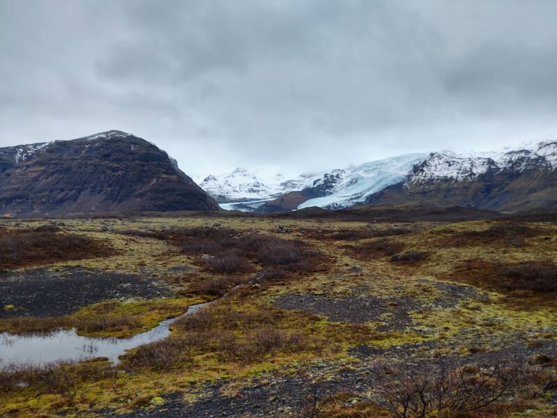 Glacial valleys of Öræfajökull along the Skeiðarársandur glacial outflow on the Ring Road in Iceland.