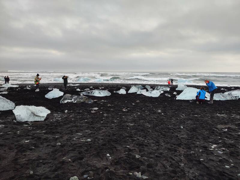 Diamond Beach next to Jökulsárlón 'Glacier Lagoon' on the Ring Road in Iceland.