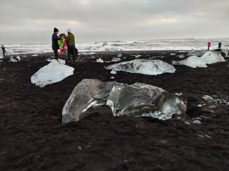 Diamond Beach next to Jökulsárlón 'Glacier Lagoon' on the Ring Road in Iceland.