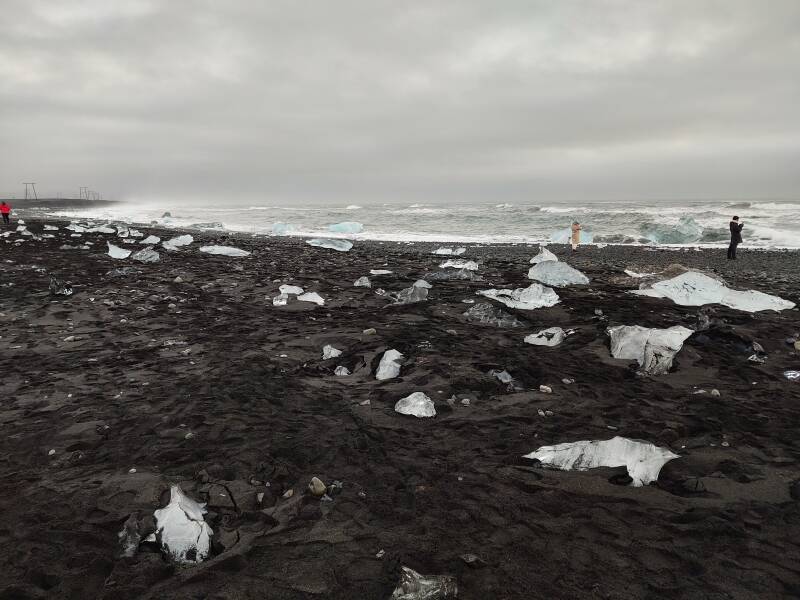 Diamond Beach next to Jökulsárlón 'Glacier Lagoon' on the Ring Road in Iceland.