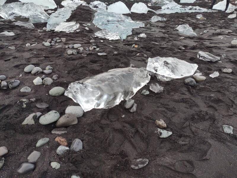 Diamond Beach next to Jökulsárlón 'Glacier Lagoon' on the Ring Road in Iceland.