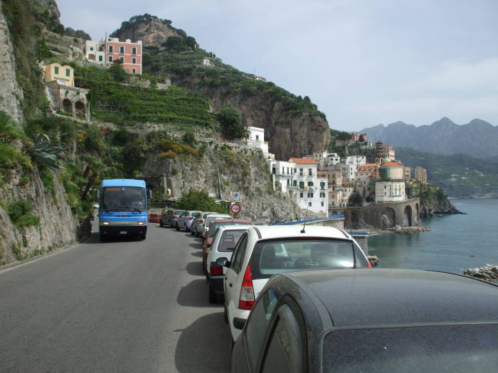 The narrow road to Atrani, on the Amalfitani coast.