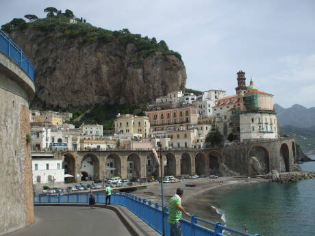 Atrani as seen on the coast road from Amalfi.