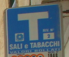 Sign for an Italian Tabacchi: 'Sali e Tabacchi / Valori Bollati'.