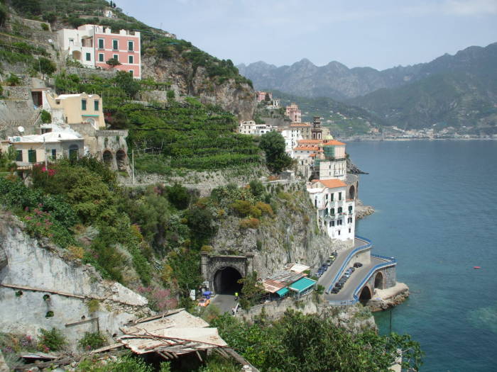 Looking down on Atrani from higher on the point.